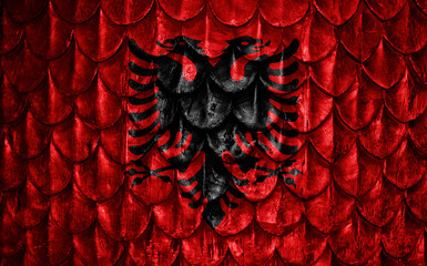 Flag of Albania on dragon scales