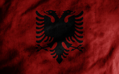 Old fabric with flag of Albania
