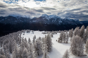 Mountain landscape in Serre Chevalier, French Alps