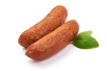 Garlic Pork Sausages, isolated on white background