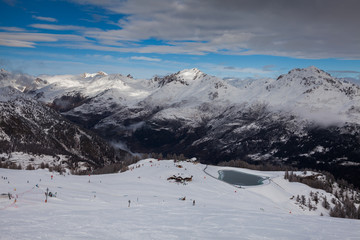 Fototapeta na wymiar Mountain landscape in Serre Chevalier, French Alps