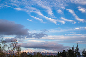 Unusual clouds in the sky on a windy spring day in rural Canterbury, New Zealand