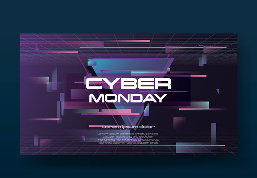 Retro Cyber Monday Sale Banner Layout
