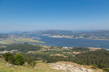 Mouth of the Miño river in Tui, Galicia, Spain