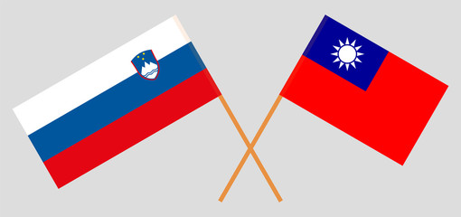 Crossed flags of Taiwan and Slovenia