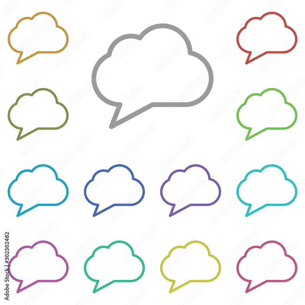 Poster bubble, chat, cloud multi color icon. simple thin line, outline vector of chat bubble icons for ui a