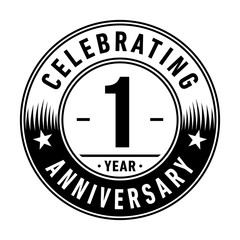 1 year anniversary celebration logo template. Vector and illustration.