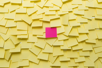 The concept of one main goal in business. Sticky notes of the memo. Focus on the essentials. A priority.