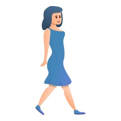 Tourist woman in dress icon. Cartoon of tourist woman in dress vector icon for web design isolated on white background