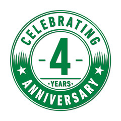 4 years anniversary celebration logo template. Vector and illustration.