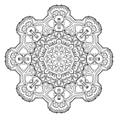 Fototapeta premium Mandala. Vintage decorative elements. Oriental pattern, vector illustration. Coloring book page. Islam, Arabic, Indian, moroccan spain turkish mystic ottoman motifs