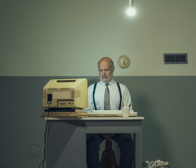 Sad businessman in his office