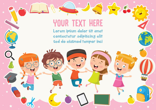Colorful Template With Cute Children