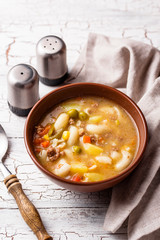 Soup with vegetable and minced meat