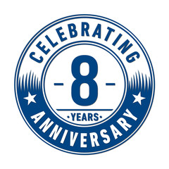 8 years anniversary celebration logo template. Vector and illustration.