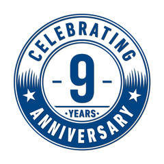 9 years anniversary celebration logo template. Vector and illustration.