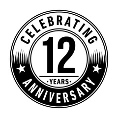 12 years anniversary celebration logo template. Vector and illustration.