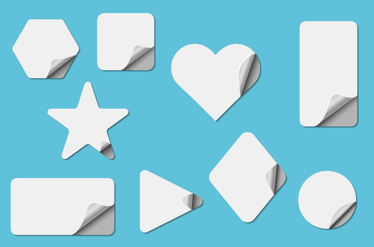 Set of vector curled pages blank stikers