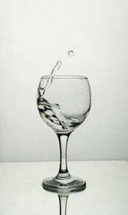 Splash of water in a wine glass