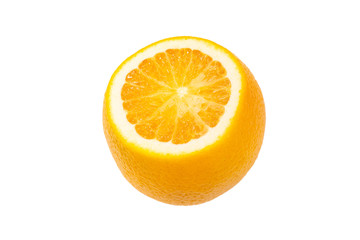 Half orange isolated on white background.