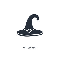 witch hat icon. simple element illustration. isolated trendy filled witch hat icon on white background. can be used for web, mobile, ui.