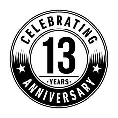 13 years anniversary celebration logo template. Vector and illustration.