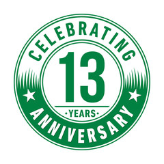 13 years anniversary celebration logo template. Vector and illustration.