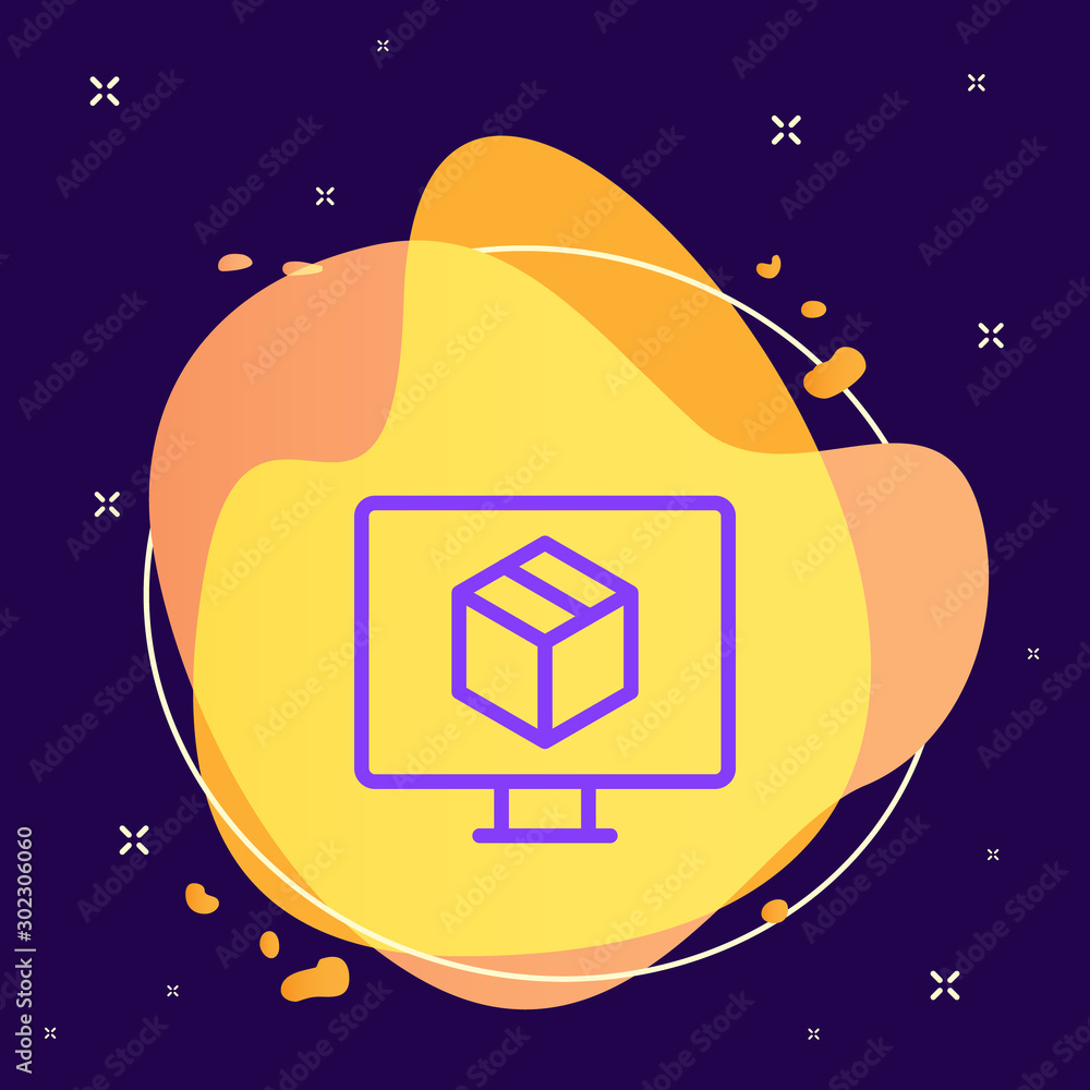Poster computer, box, delivery vector icon . simple element illustration from ui concept. computer, box, de