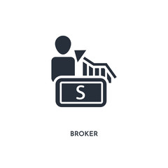 broker icon. simple element illustration. isolated trendy filled broker icon on white background. can be used for web, mobile, ui.