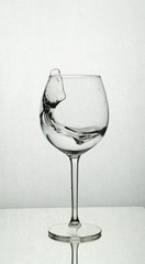 Splash of water in a wine glass