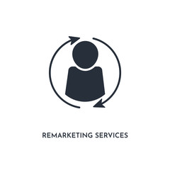 remarketing services icon. simple element illustration. isolated trendy filled remarketing services icon on white background. can be used for web, mobile, ui.