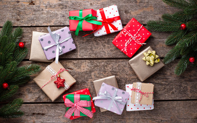 Christmas background with gift boxes