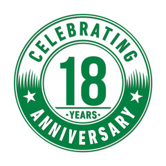 18 years anniversary celebration logo template. Vector and illustration.