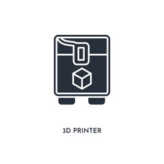 3d printer icon. simple element illustration. isolated trendy filled 3d printer icon on white background. can be used for web, mobile, ui.