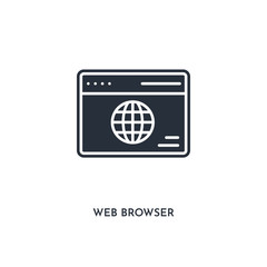web browser icon. simple element illustration. isolated trendy filled web browser icon on white background. can be used for web, mobile, ui.