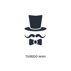 tuxedo man icon. simple element illustration. isolated trendy filled tuxedo man icon on white background. can be used for web, mobile, ui.