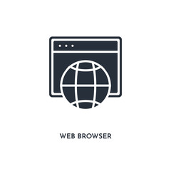web browser icon. simple element illustration. isolated trendy filled web browser icon on white background. can be used for web, mobile, ui.