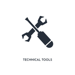 technical tools icon. simple element illustration. isolated trendy filled technical tools icon on white background. can be used for web, mobile, ui.
