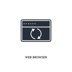 web browser icon. simple element illustration. isolated trendy filled web browser icon on white background. can be used for web, mobile, ui.