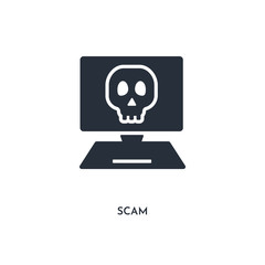 scam icon. simple element illustration. isolated trendy filled scam icon on white background. can be used for web, mobile, ui.