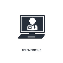 telemedicine icon. simple element illustration. isolated trendy filled telemedicine icon on white background. can be used for web, mobile, ui.