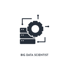 big data scientist icon. simple element illustration. isolated trendy filled big data scientist icon on white background. can be used for web, mobile, ui.