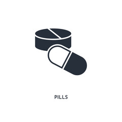 pills icon. simple element illustration. isolated trendy filled pills icon on white background. can be used for web, mobile, ui.