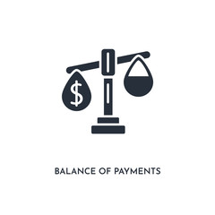 balance of payments icon. simple element illustration. isolated trendy filled balance of payments icon on white background. can be used for web, mobile, ui.