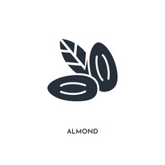 almond icon. simple element illustration. isolated trendy filled almond icon on white background. can be used for web, mobile, ui.