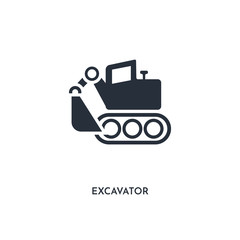 excavator icon. simple element illustration. isolated trendy filled excavator icon on white background. can be used for web, mobile, ui.