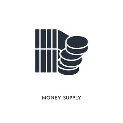 money supply icon. simple element illustration. isolated trendy filled money supply icon on white background. can be used for web, mobile, ui.