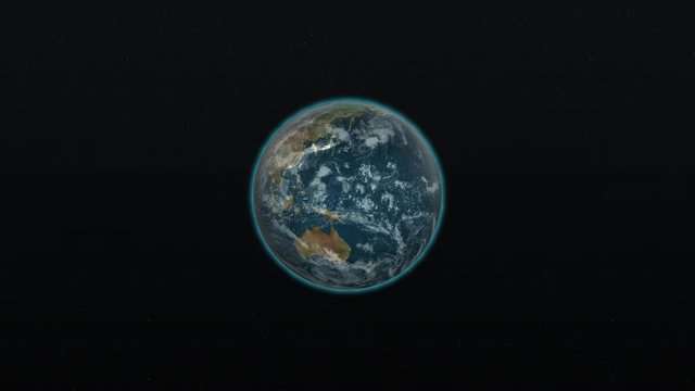 Planet Earth infographics rotating, from scratch adding layer after layer to being complete on a background of stars. 3d animation of how a planet earth is made rotating in space from the beginning.