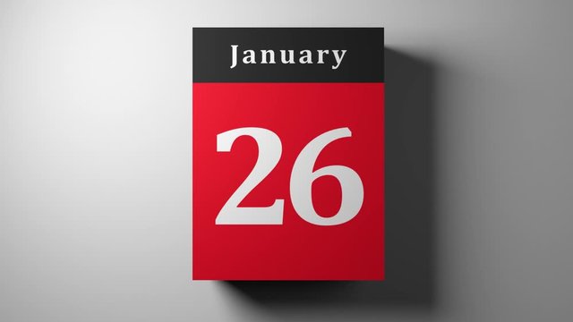 fast calendar red scrolling showing every day and month with flipping pages, timelapse v3