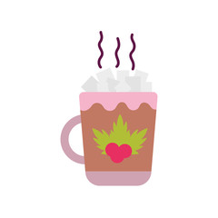 merry christmas celebration hot chocolate cup with marshmallow